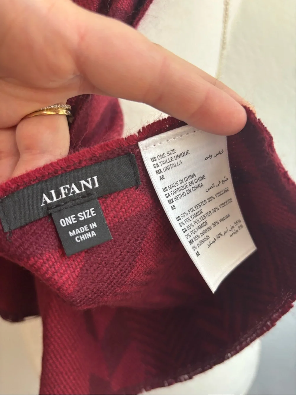Alfani Scarf Wrap Burgundy Red New